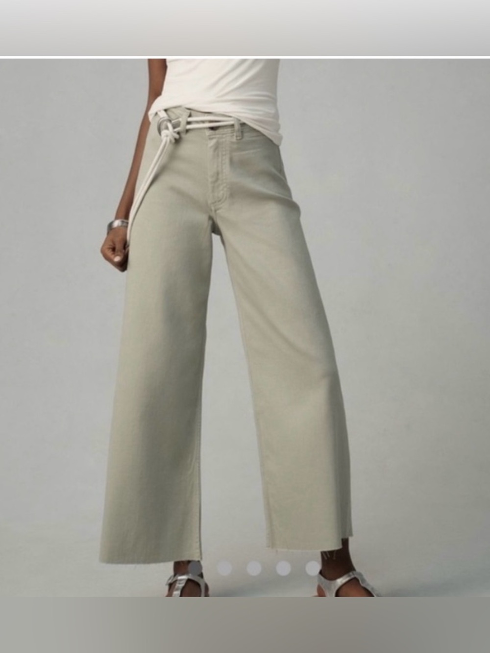 Maeve Anthropologie The Ettie High-Rise Crop Wide-Leg Jeans Sage Green 26 NWT